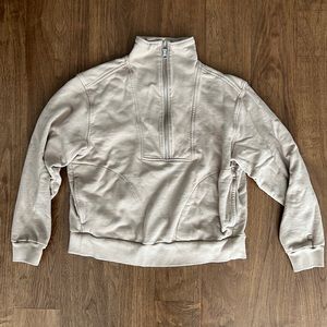 Everlane Women Track Half Zipper Sweatshirt - Size Small - Color Taupe